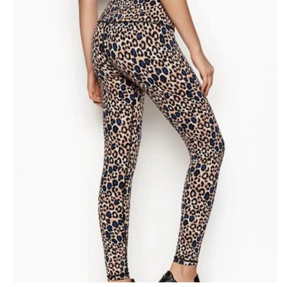 Victoria Secret Sport Knockout Leopard Print Blue Black High Rise Yoga Leggings